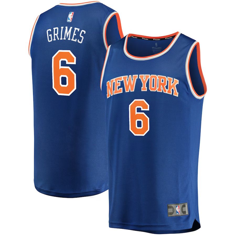 Men New York Knicks #6 Quentin Grimes Fanatics Branded Blue Fast Break Replica NBA Jersey